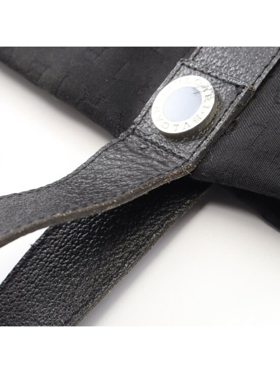 Bvlgari Handbag Logo Mania Black Canvas Leather